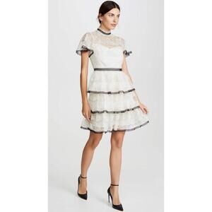 ✈️NWT Shoshanna Stacia Lace Tiered Polka Dot scallop coquette Cottage Western 8